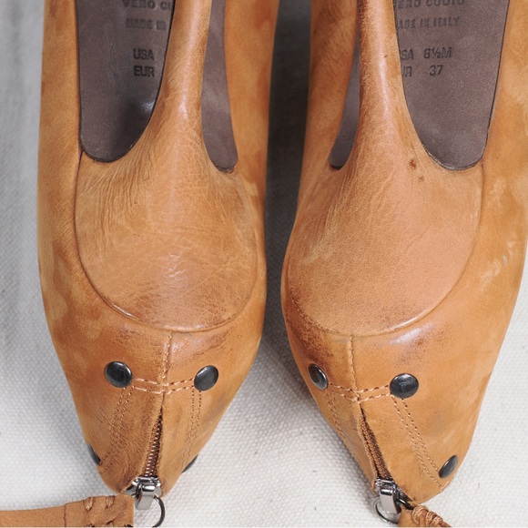 Vera Wang Brown Leather Suede Heels Made in Italy - Size 6 1/2 - Picture 15 of 15
